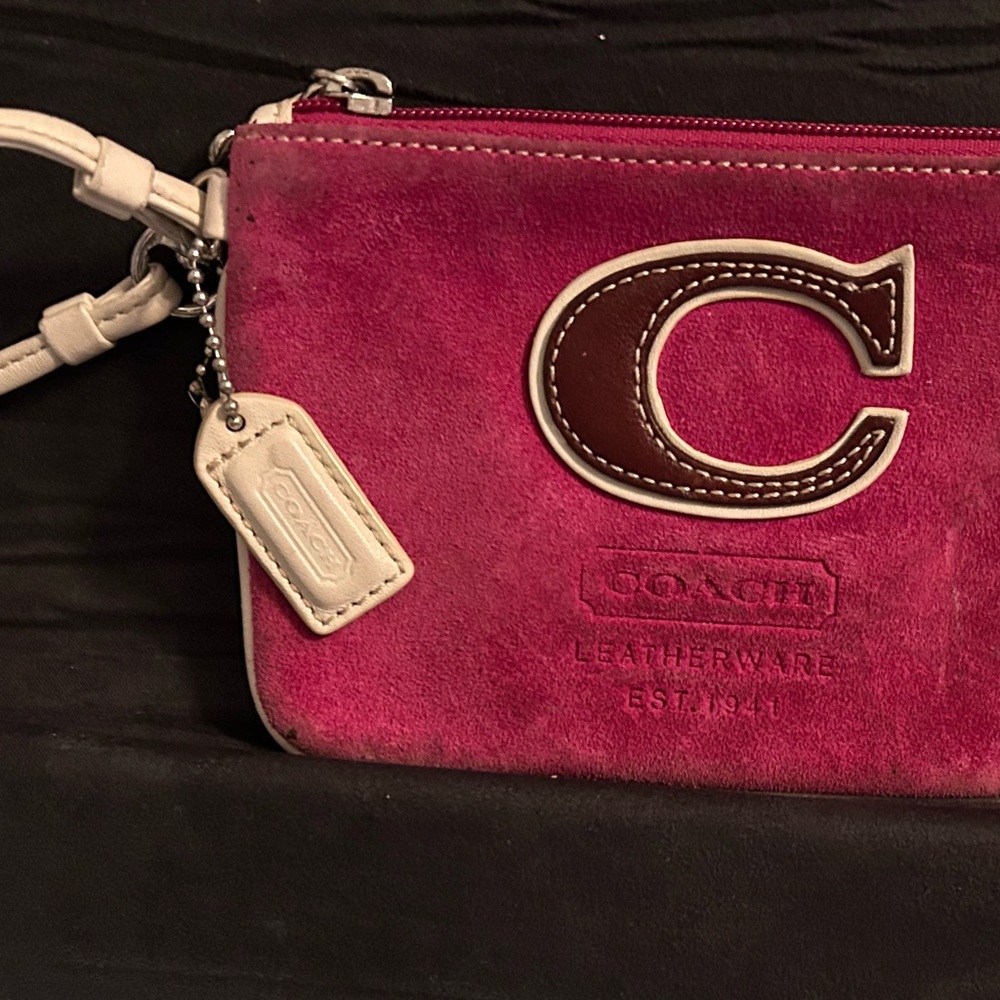 Coach Pink Suede Wristlet